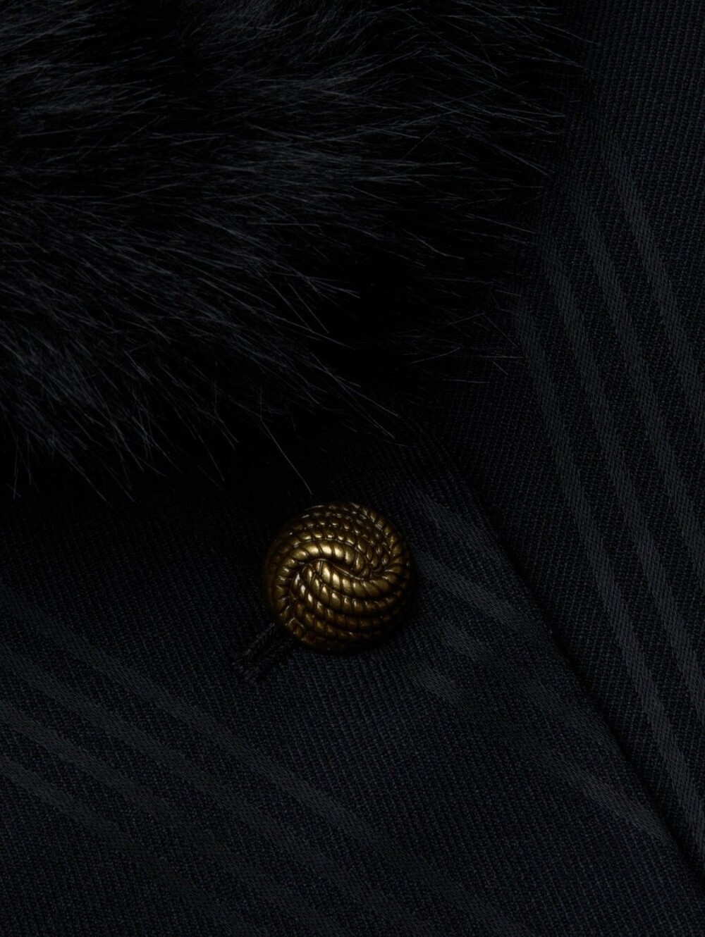 L'Agence Kaisley Faux Fur Collar Blazer Black Shadow Stripe - Picture 8 of 9